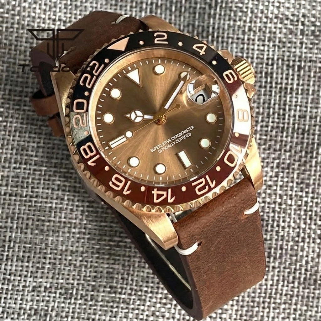 茶 ari*san Tandorio TD232B Solid CUSN8 Bronze Watch NH35A PT500040mm Sapphire